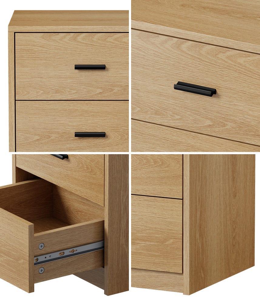 Oikiture Bedside Table Oikiture Bedside Table 3 Drawers Nightstand Bedroom Storage Natural