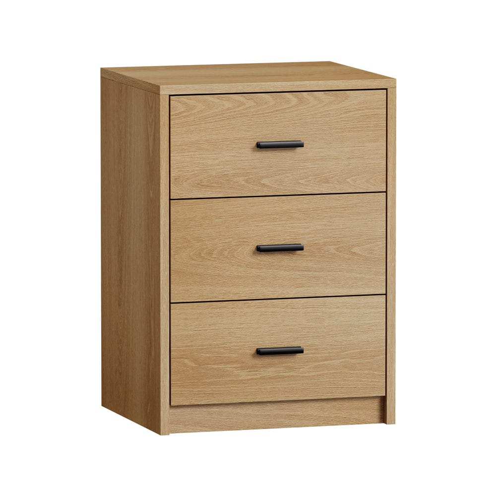 Oikiture Bedside Table Oikiture Bedside Table 3 Drawers Nightstand Bedroom Storage Natural