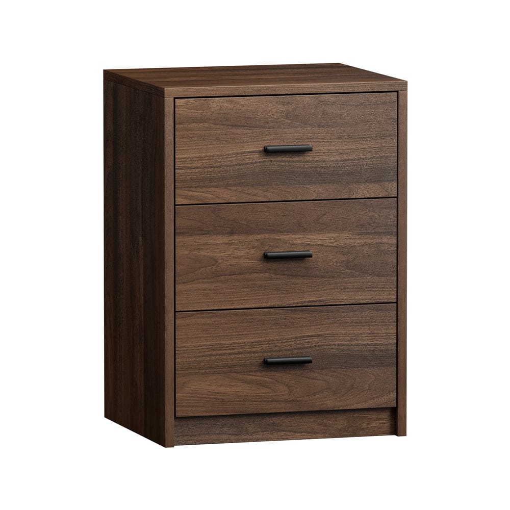 Oikiture Bedside Table Oikiture Bedside Table 3 Drawers Nightstand Bedroom Storage Walnut