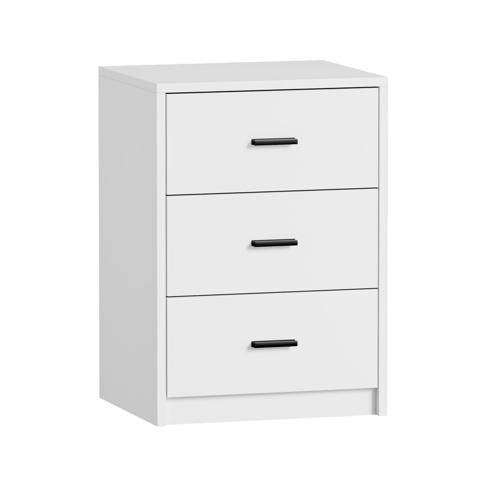 Oikiture Bedside Table Oikiture Bedside Table 3 Drawers Nightstand Bedroom Storage White