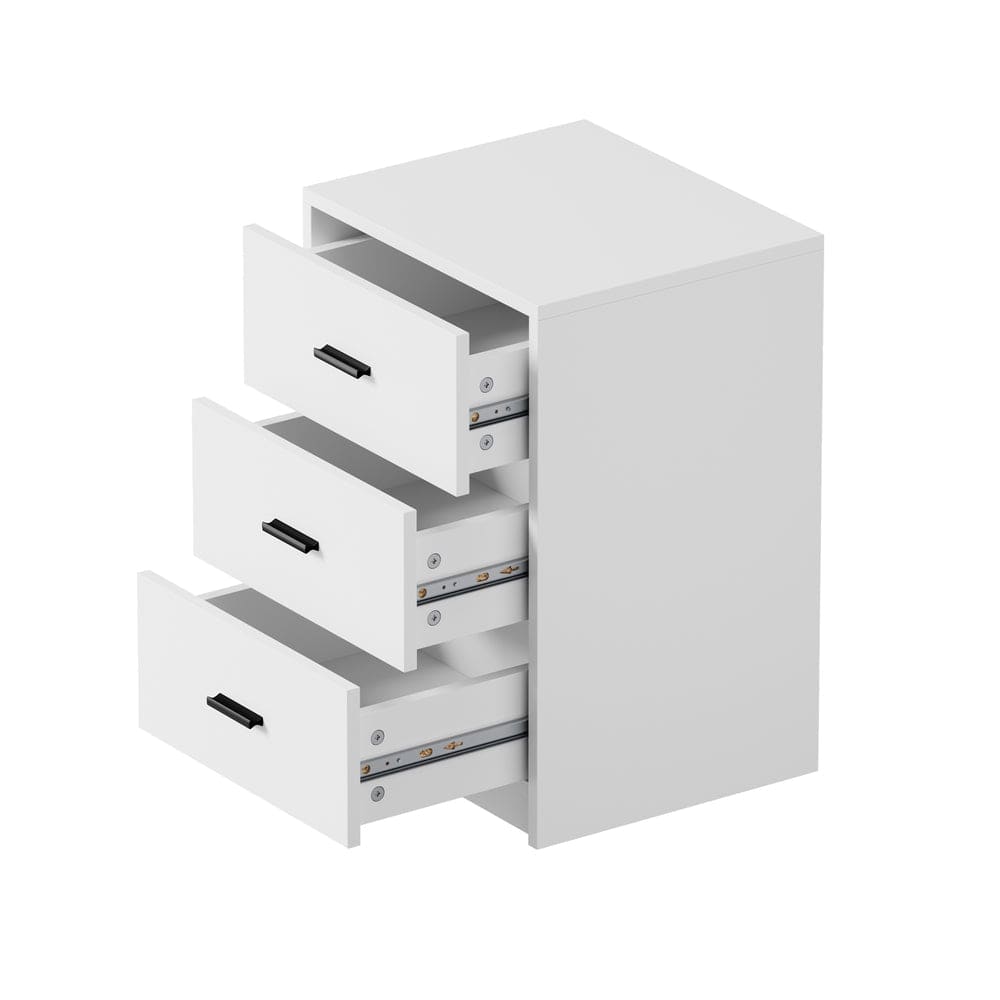 Oikiture Bedside Table Oikiture Bedside Table 3 Drawers Nightstand Bedroom Storage White