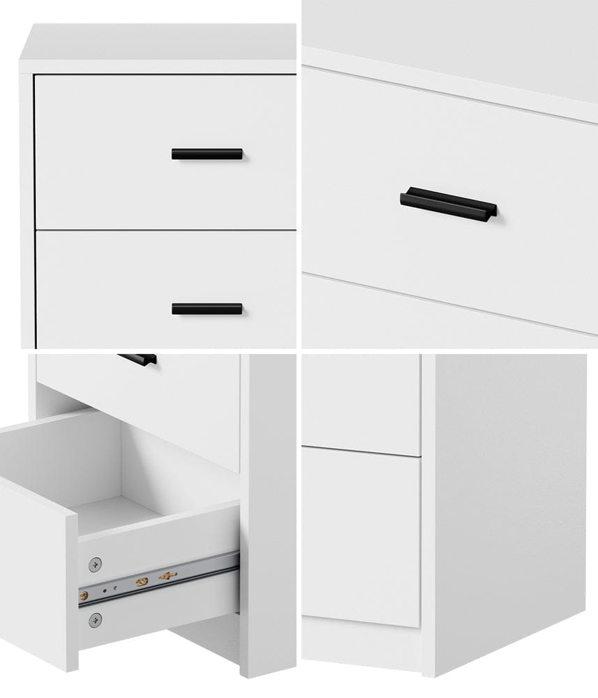 Oikiture Bedside Table Oikiture Bedside Table 3 Drawers Nightstand Bedroom Storage White