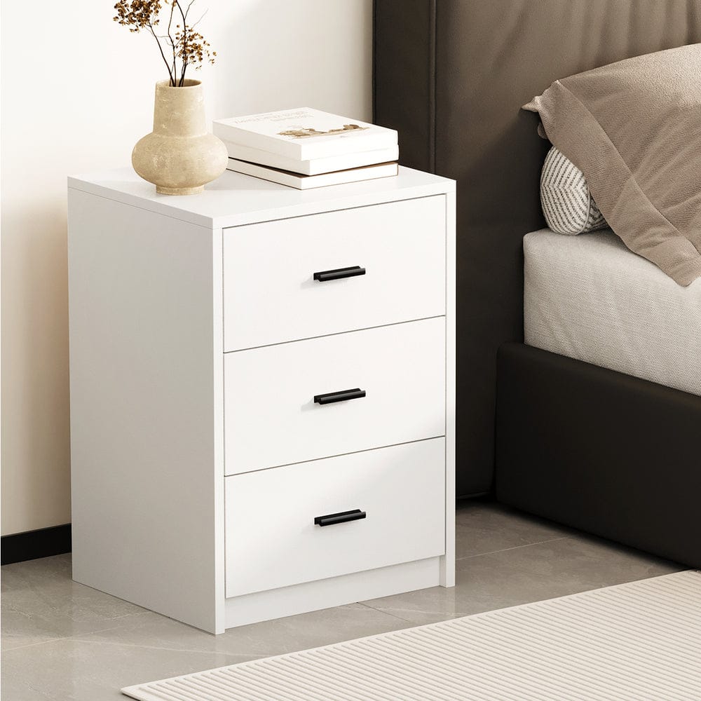 Oikiture Bedside Table Oikiture Bedside Table 3 Drawers Nightstand Bedroom Storage White