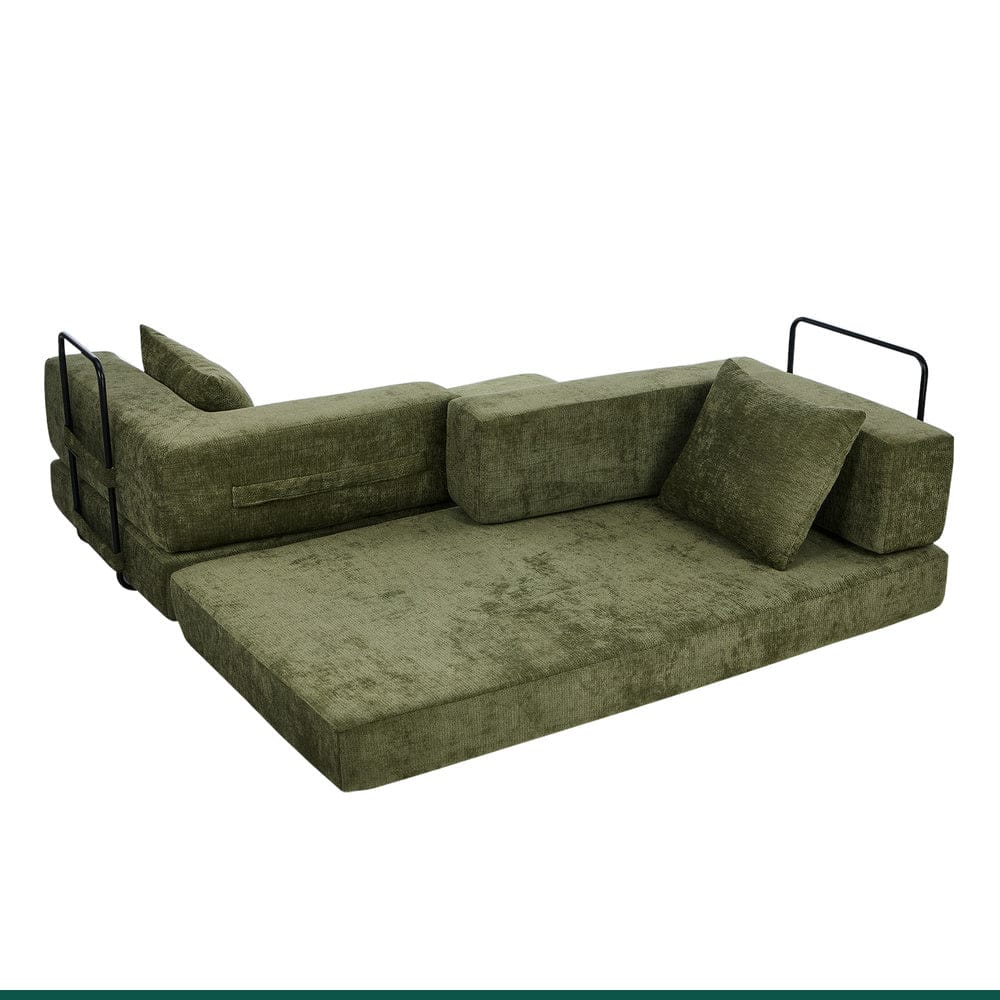 Oikiture Sofa Bed Oikiture Convertible LOFT Sofa Bed Futon Pull Out Couch Chenille Green