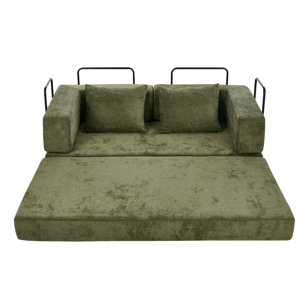 Oikiture Sofa Bed Oikiture Convertible LOFT Sofa Bed Futon Pull Out Couch Chenille Green