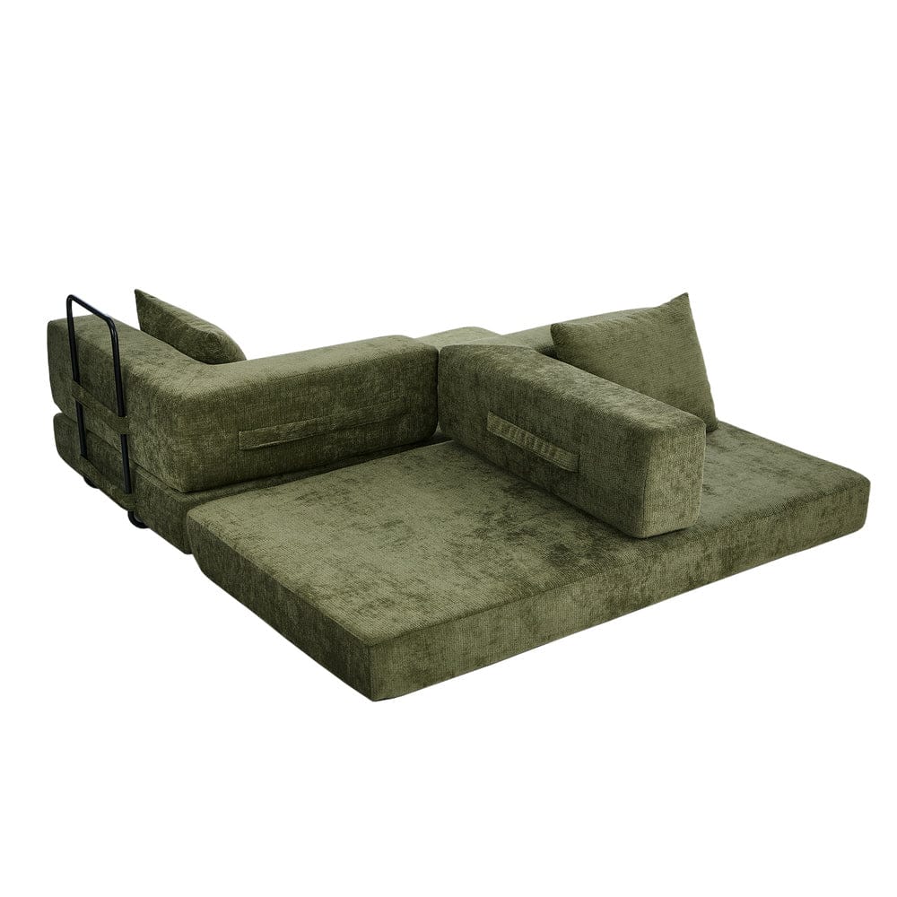 Oikiture Sofa Bed Oikiture Convertible LOFT Sofa Bed Futon Pull Out Couch Chenille Green