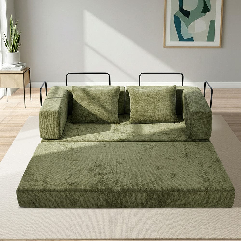 Oikiture Sofa Bed Oikiture Convertible LOFT Sofa Bed Futon Pull Out Couch Chenille Green