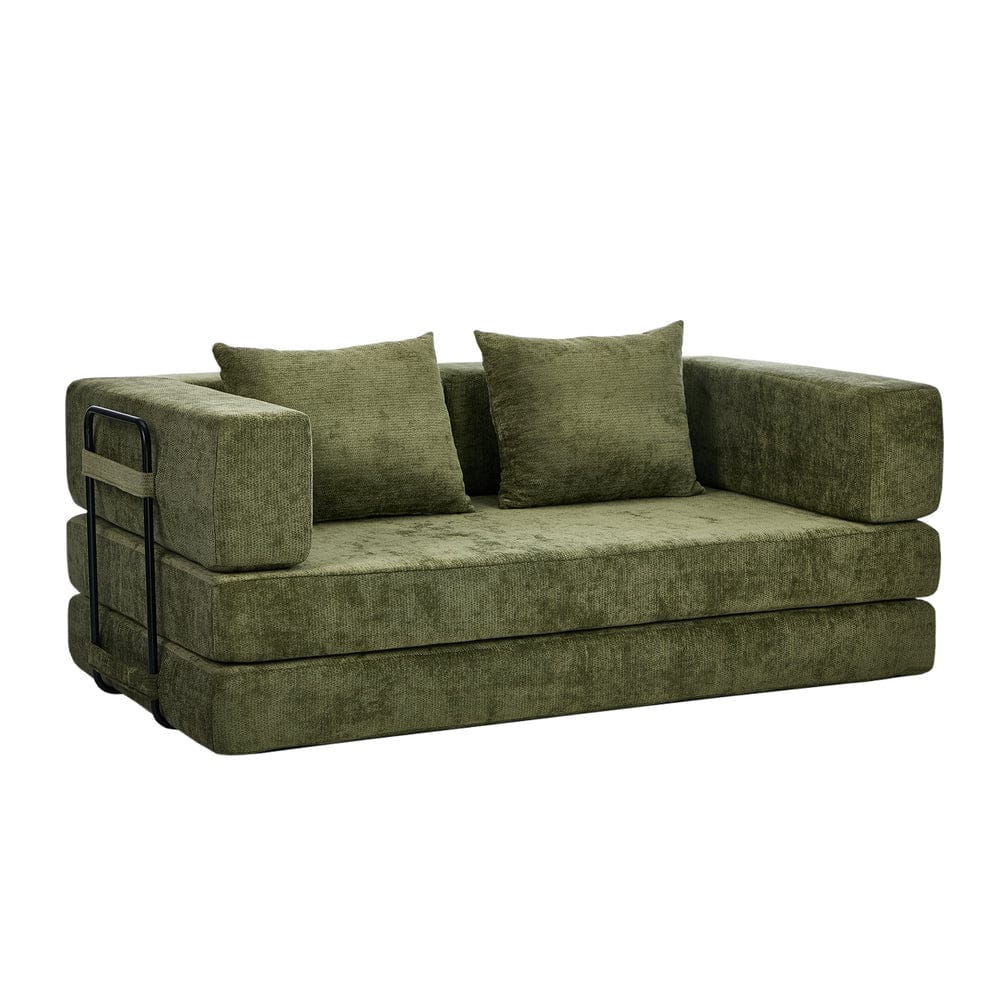 Oikiture Sofa Bed Oikiture Convertible LOFT Sofa Bed Futon Pull Out Couch Chenille Green