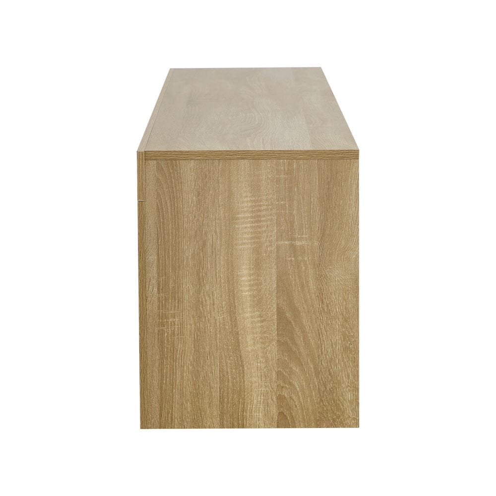 Oikiture TV Unit Oikiture Entertainment Unit TV Cabinet Drawers LED RGB Natural 180cm