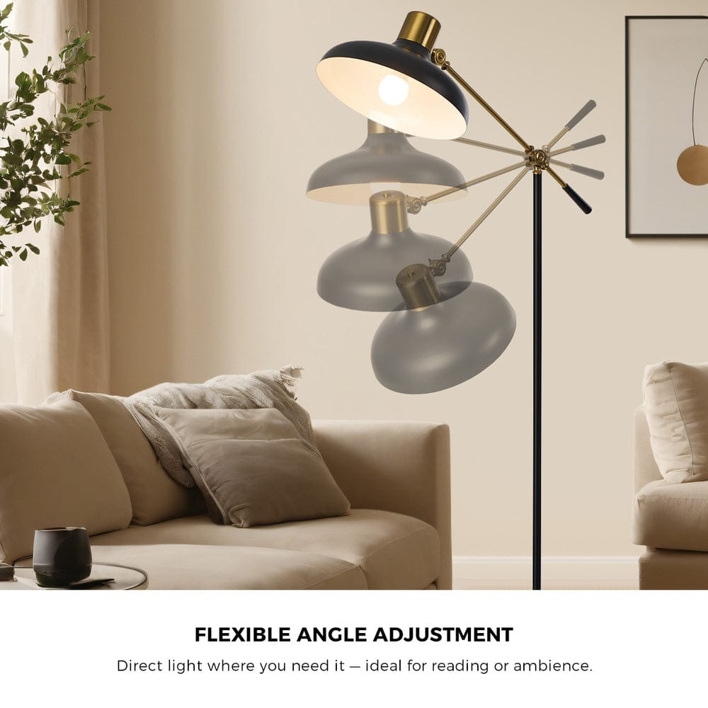 Oikiture Home & Garden Oikiture Floor Lamps Adjustable Height Standing Metal Frame Black