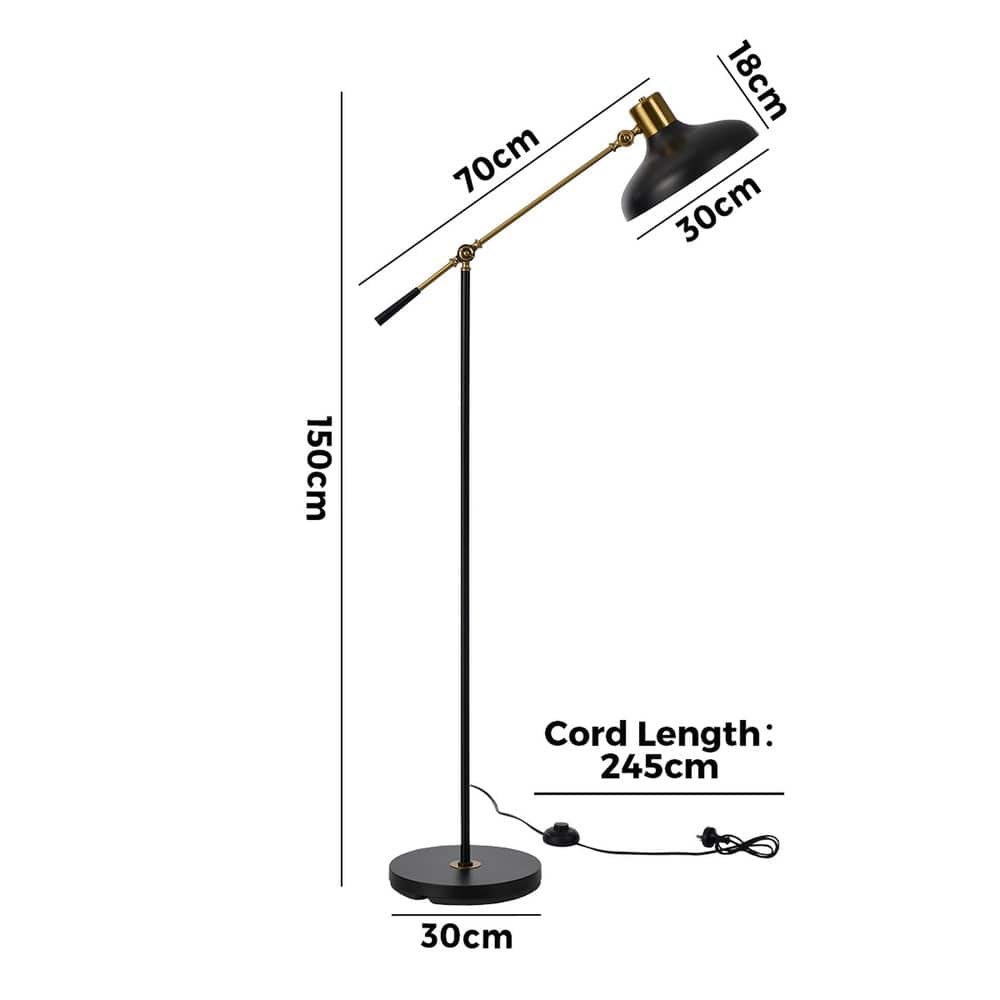 Oikiture Home & Garden Oikiture Floor Lamps Adjustable Height Standing Metal Frame Black