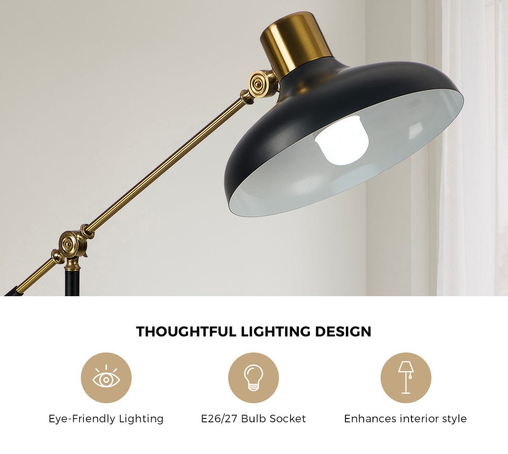Oikiture Home & Garden Oikiture Floor Lamps Adjustable Height Standing Metal Frame Black