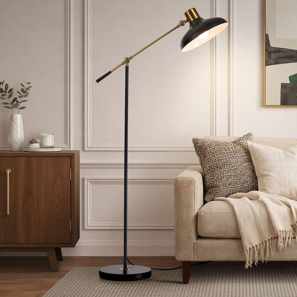 Oikiture Home & Garden Oikiture Floor Lamps Adjustable Height Standing Metal Frame Black