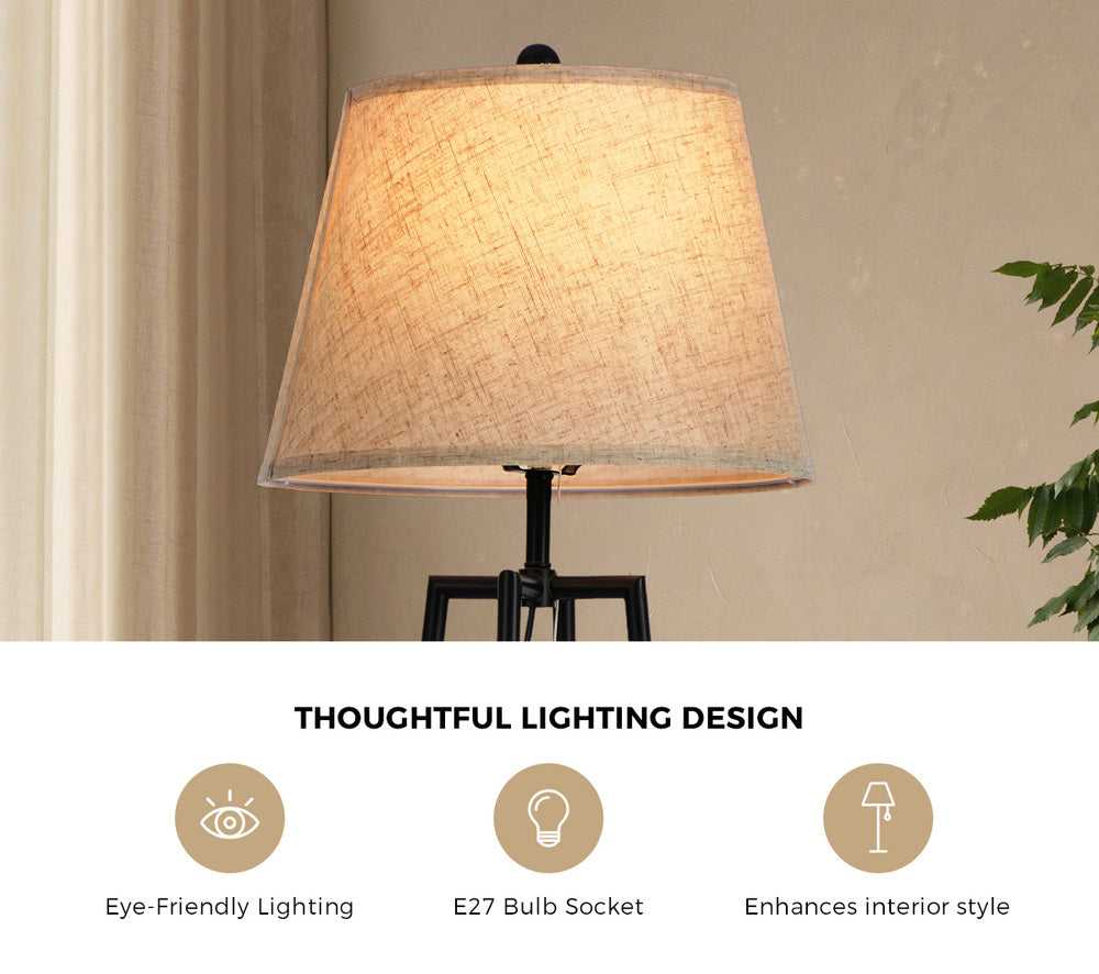 Oikiture Home & Garden Oikiture Floor Lamps Fabric Shade Standing Lamp with Display Shelf