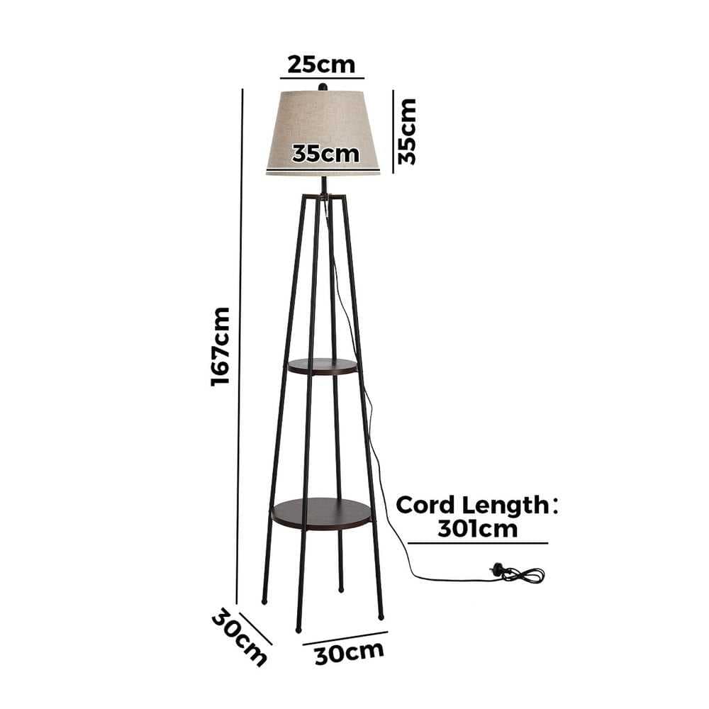 Oikiture Home & Garden Oikiture Floor Lamps Fabric Shade Standing Lamp with Display Shelf