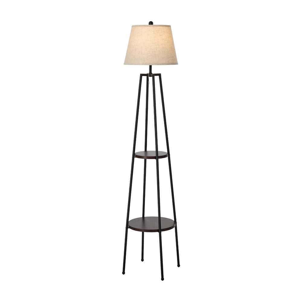 Oikiture Home & Garden Oikiture Floor Lamps Fabric Shade Standing Lamp with Display Shelf
