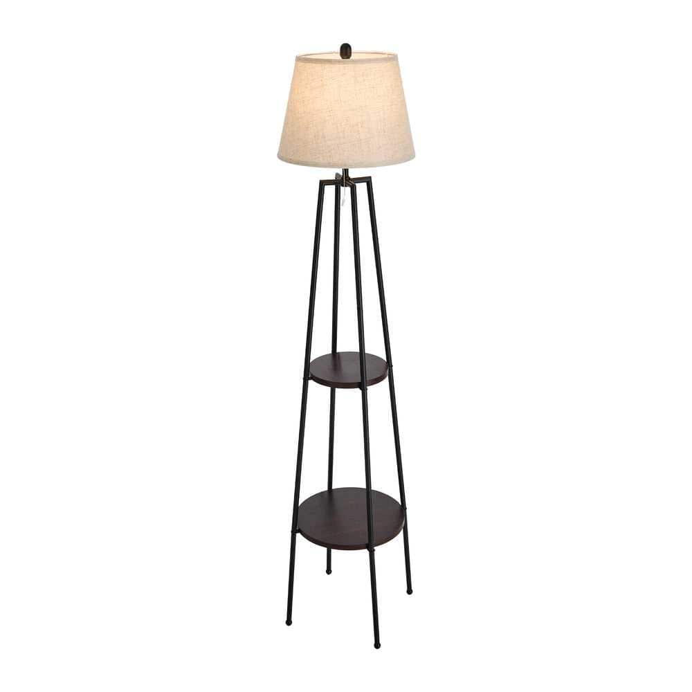 Oikiture Home & Garden Oikiture Floor Lamps Fabric Shade Standing Lamp with Display Shelf
