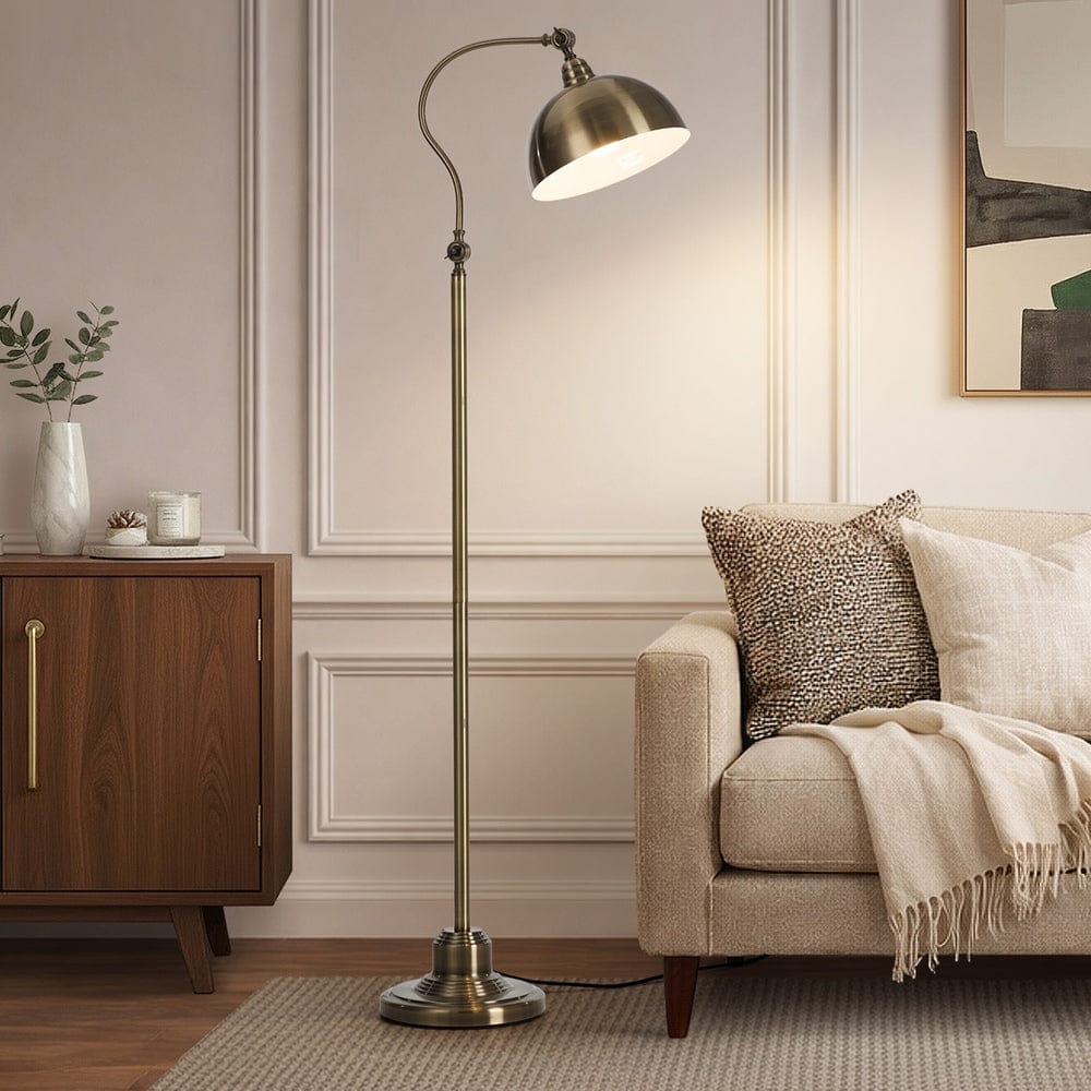 Oikiture Home & Garden Oikiture Floor Lamps Standing Lamp Metal Frame Bronze-finish