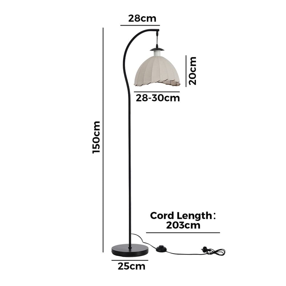 Oikiture Home & Garden Oikiture Retro Floor Lamps Standing Lamp Fabric Shape Metal Frame