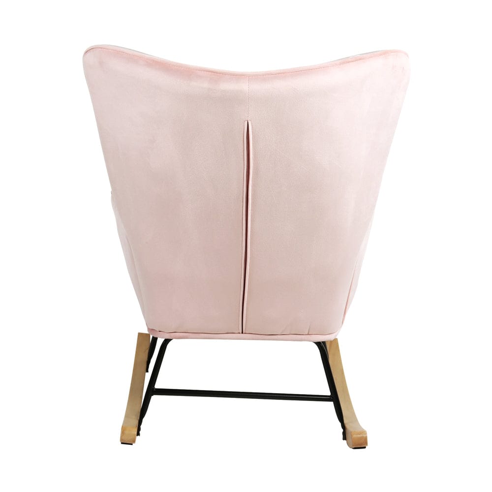 Oikiture Accent Chair Oikiture | Rocking Chair Nursing Armchair Velvet Accent Upholstered Pink