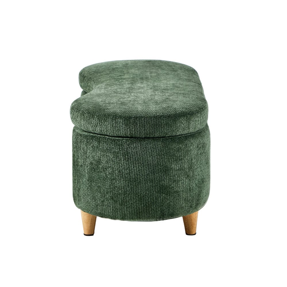 Oikiture Ottoman Oikiture Storage Ottoman Cashew Footstool Chenille Chest Box Green