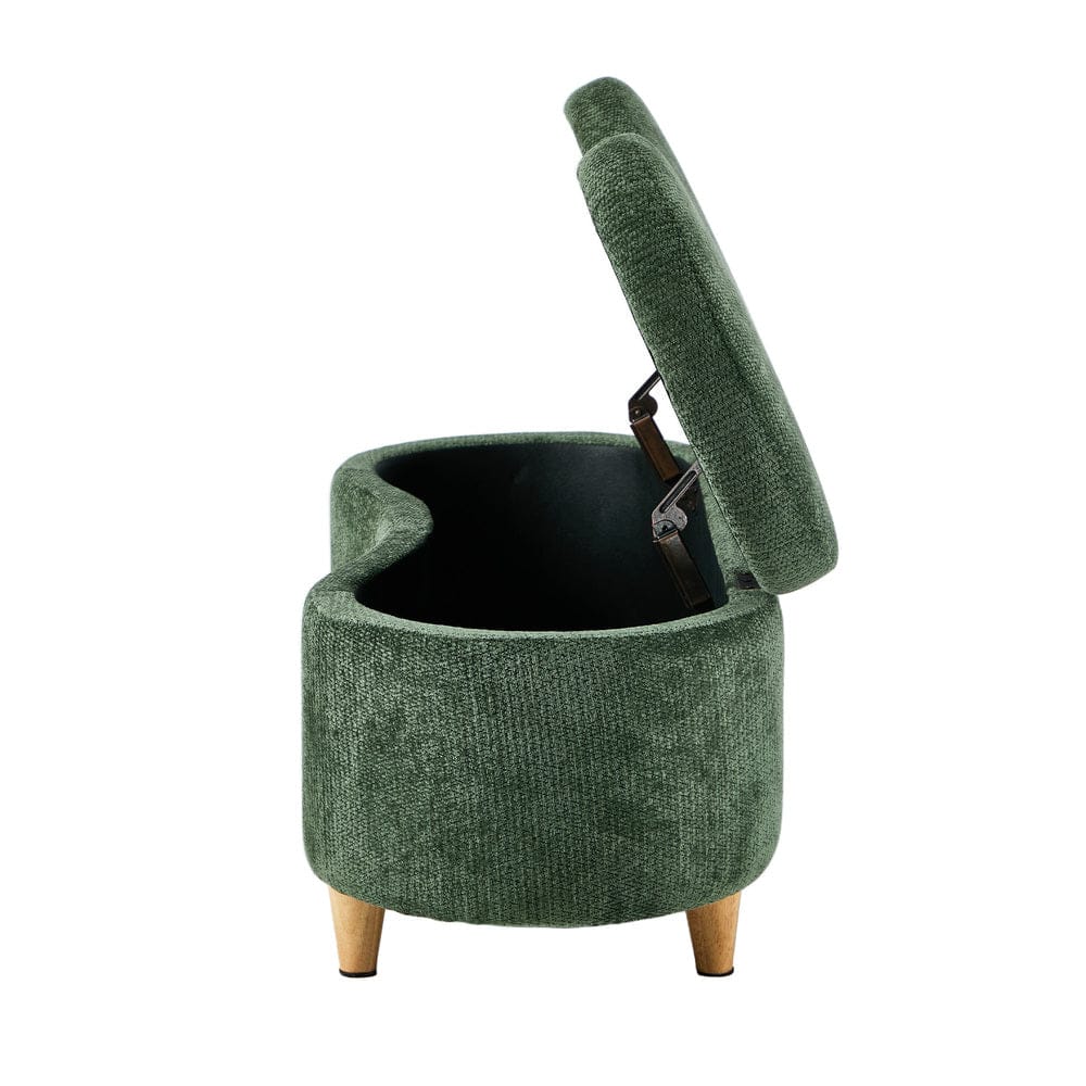 Oikiture Ottoman Oikiture Storage Ottoman Cashew Footstool Chenille Chest Box Green