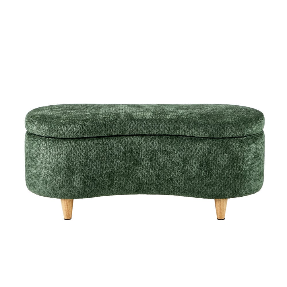 Oikiture Ottoman Oikiture Storage Ottoman Cashew Footstool Chenille Chest Box Green