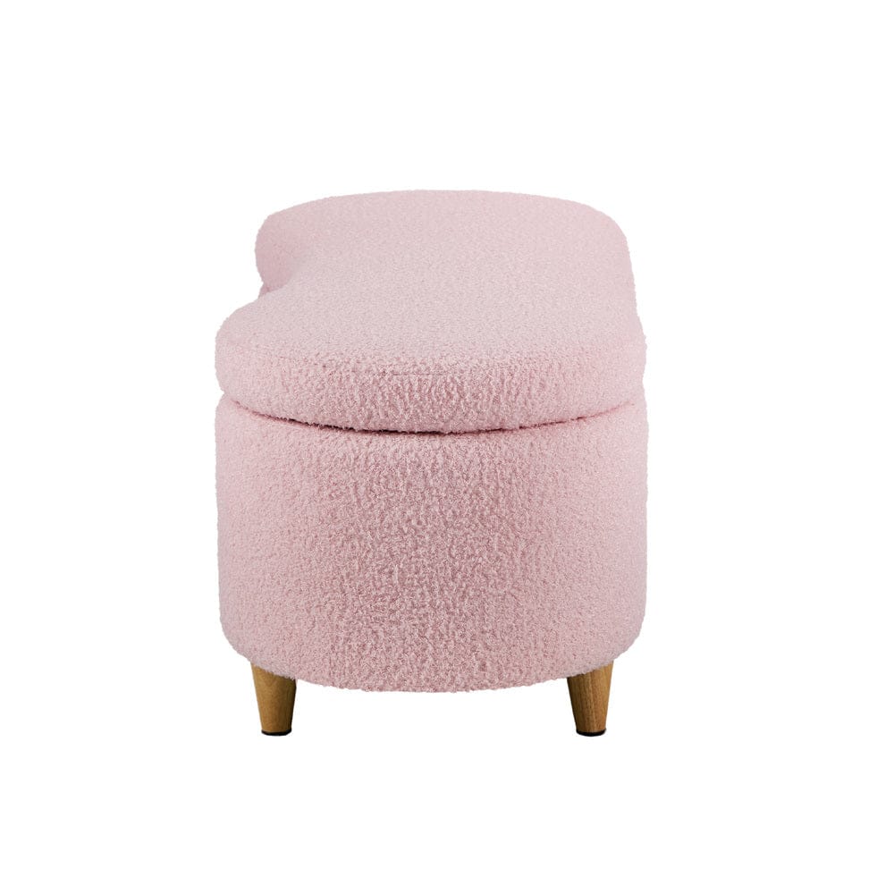Oikiture Ottoman Oikiture Storage Ottoman Cashew Teddy Boucle Chest Bench Stool Pink