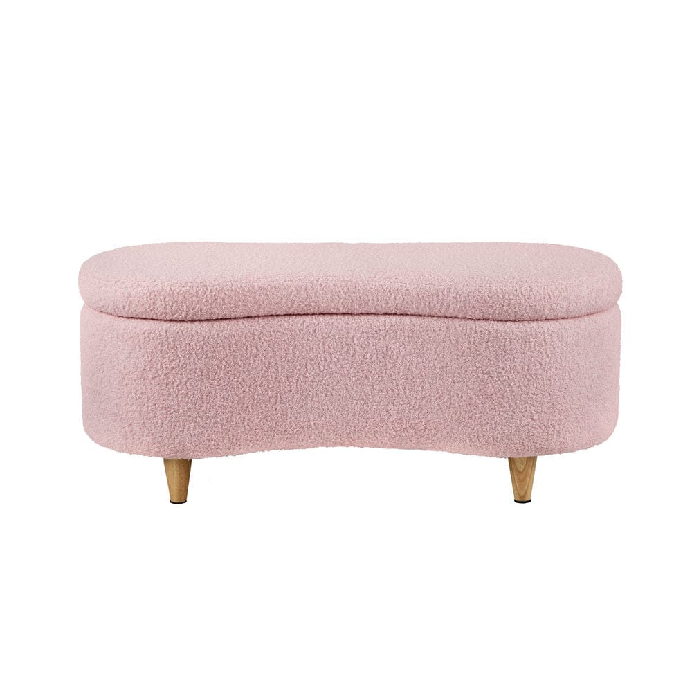 Oikiture Ottoman Oikiture Storage Ottoman Cashew Teddy Boucle Chest Bench Stool Pink