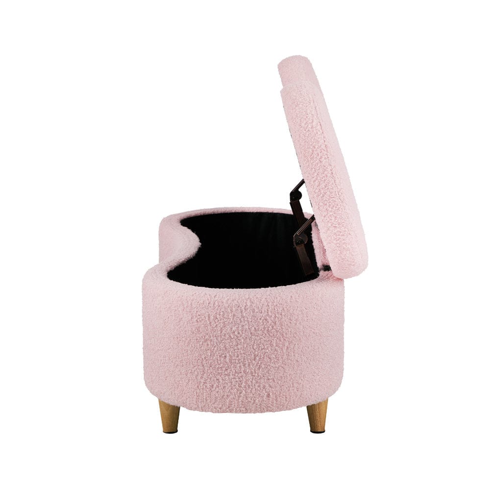 Oikiture Ottoman Oikiture Storage Ottoman Cashew Teddy Boucle Chest Bench Stool Pink