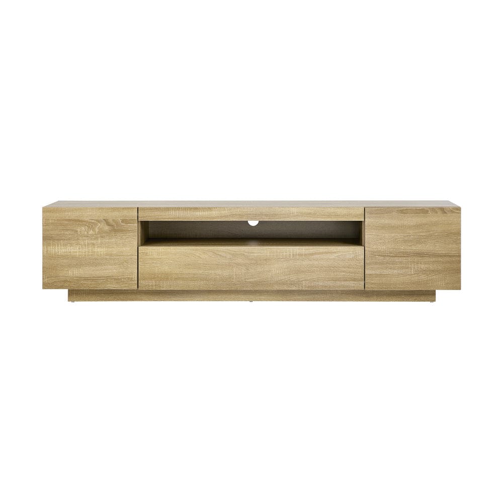 Oikiture TV Unit Oikiture TV Cabinet Entertainment Unit Storage Shelf Natural 180cm