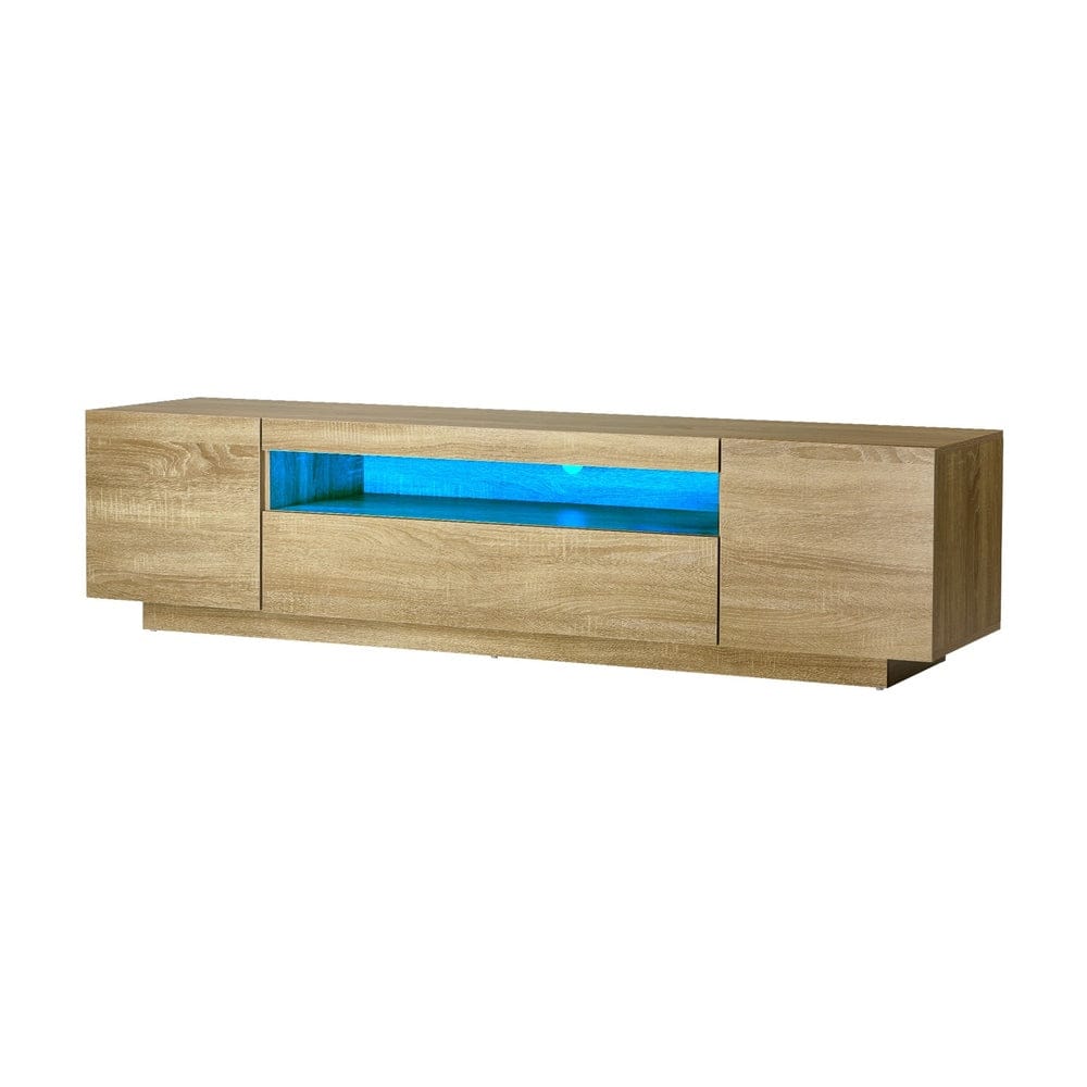 Oikiture TV Unit Oikiture TV Cabinet Entertainment Unit Storage Shelf Natural 180cm