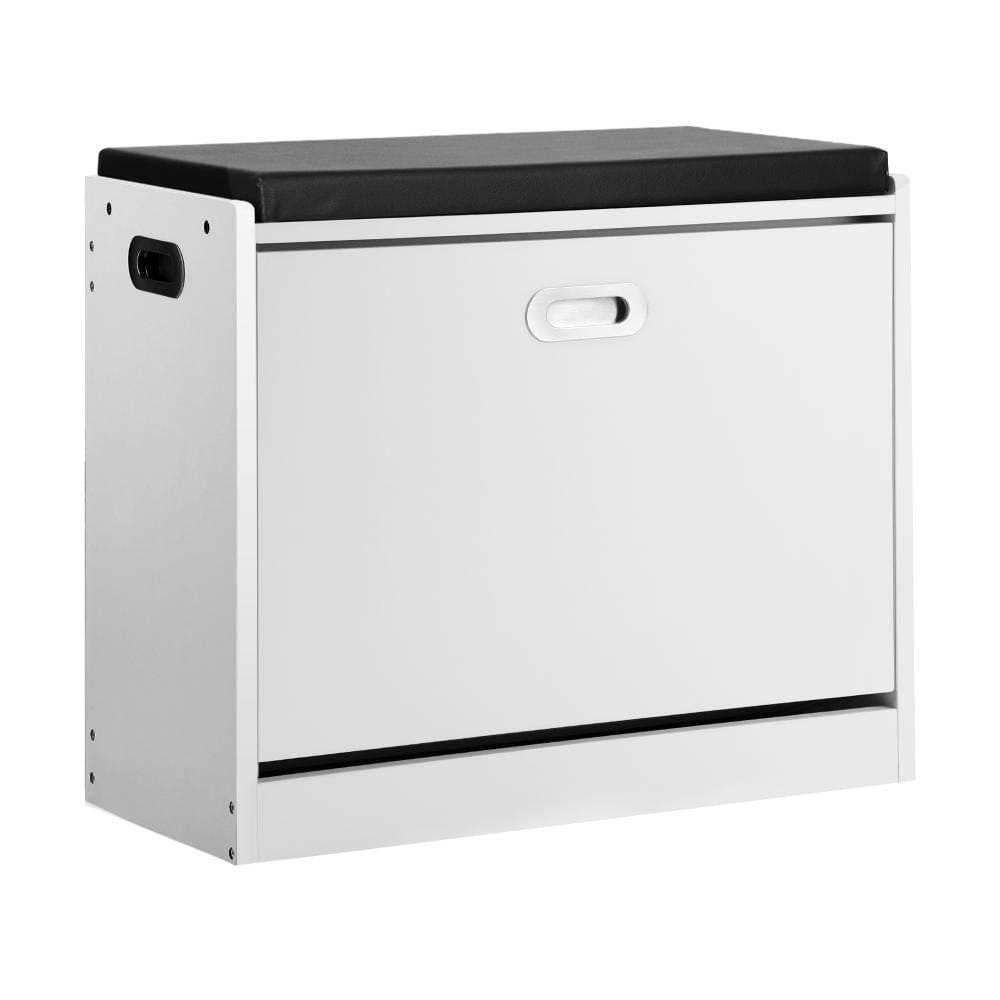 Oikiture Shoe Rack Ollie Shoe Cabinet Bench Shoes Storage Rack Shelves Shelf Cupboard Footwear Stand White 0.6M 15 Pairs