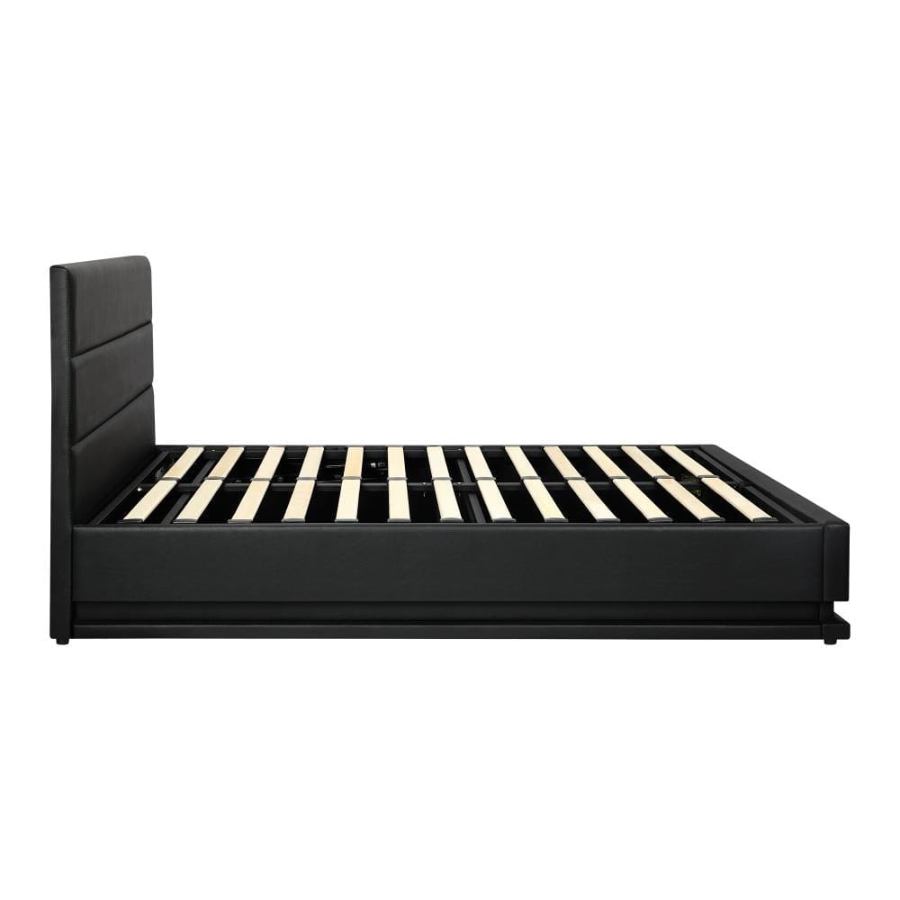 Oikiture Bedframe Pana Bed Frame, RBG Mattress Base with Gas Lift and Storage Space Black