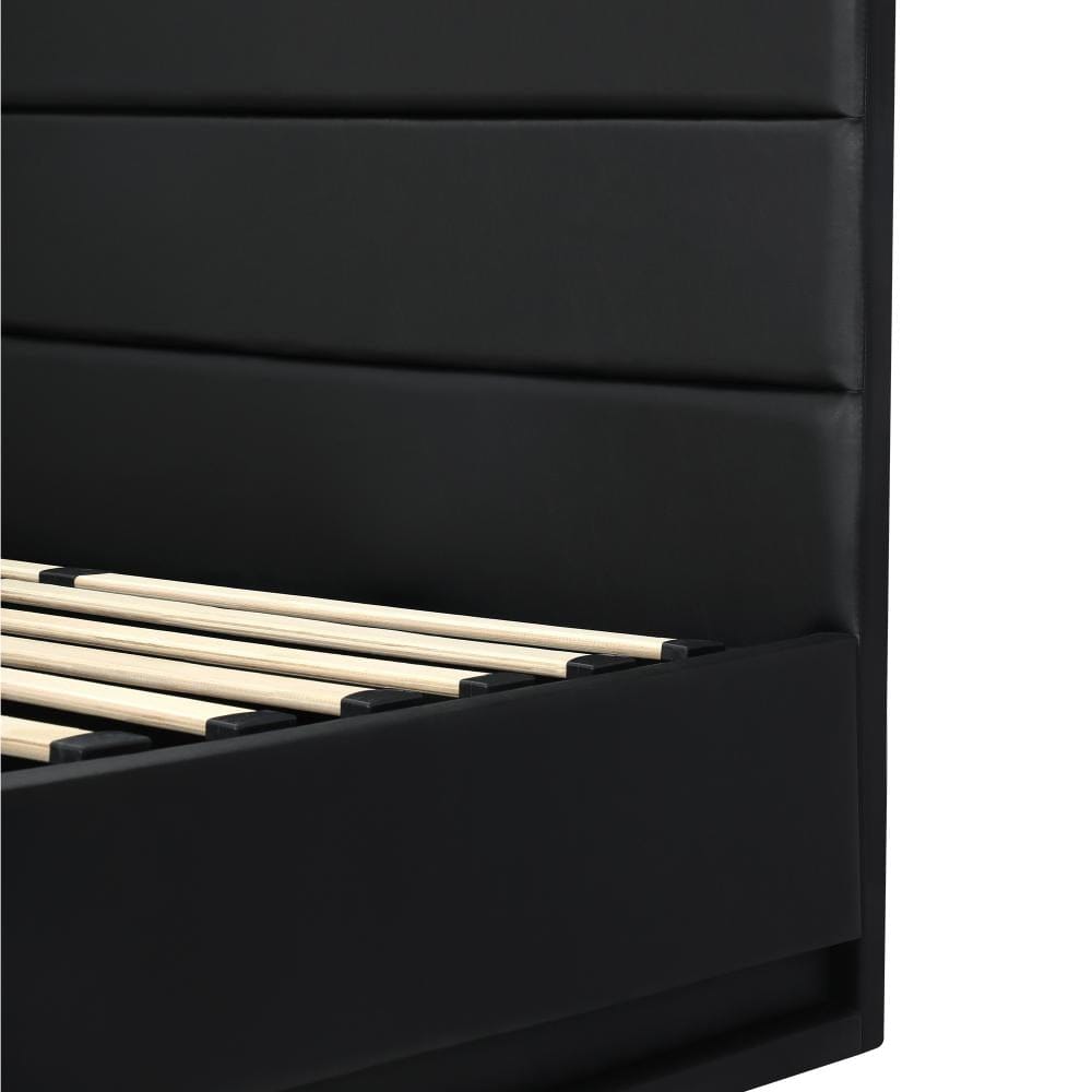 Oikiture Bedframe Pana Bed Frame, RBG Mattress Base with Gas Lift and Storage Space Black