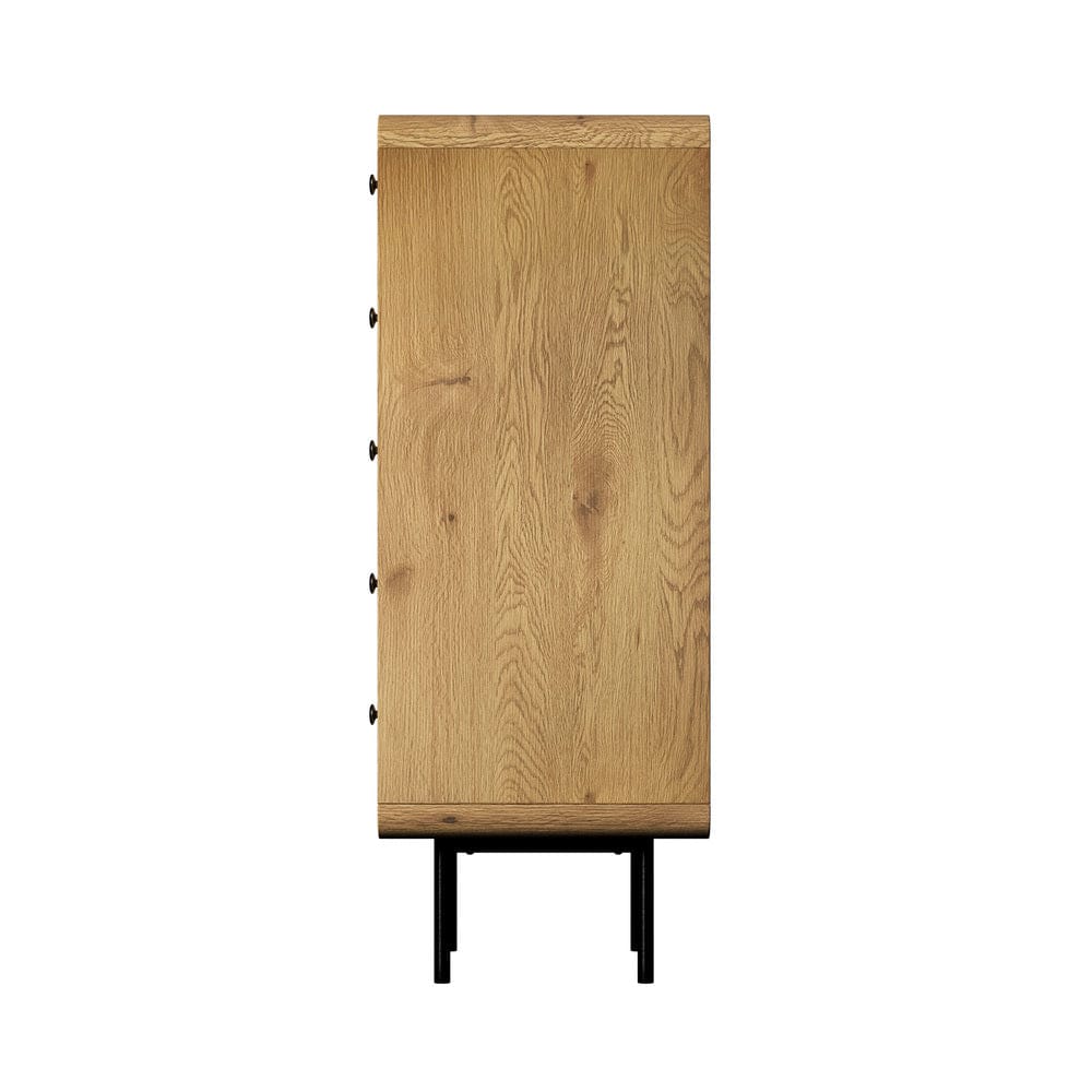 Oikiture Chest of Drawers PATEL  5 Chest of Drawers Dresser Tallboy Metal Handle Natural