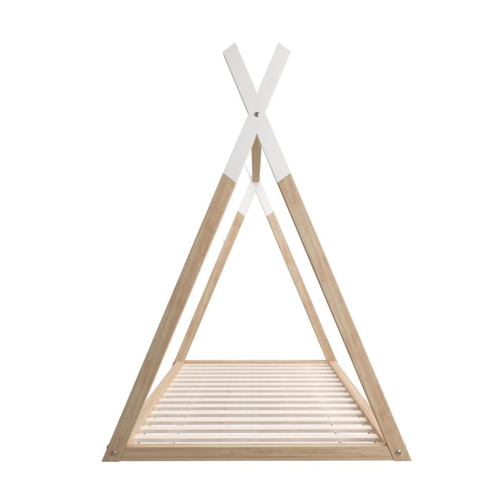 Oikiture Bedframe Paterno Kids Bed Frame With Single Mattress Set Teepee House Style