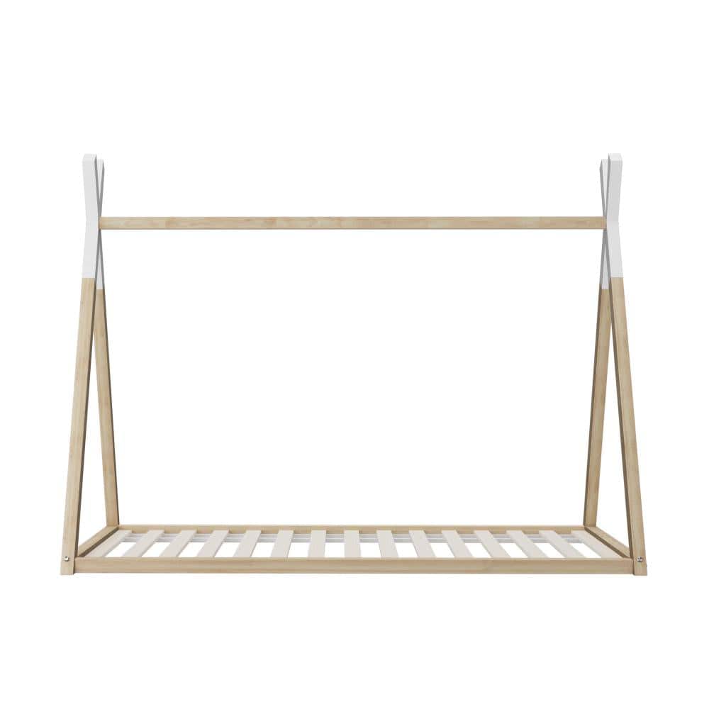 Oikiture Bedframe Paterno Kids Bed Frame With Single Mattress Set Teepee House Style
