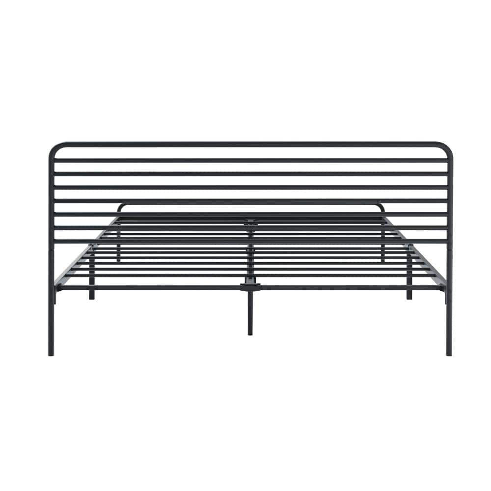 Oikiture Bedframe PORTO Metal Bed Frame Railing-Style - BLACK