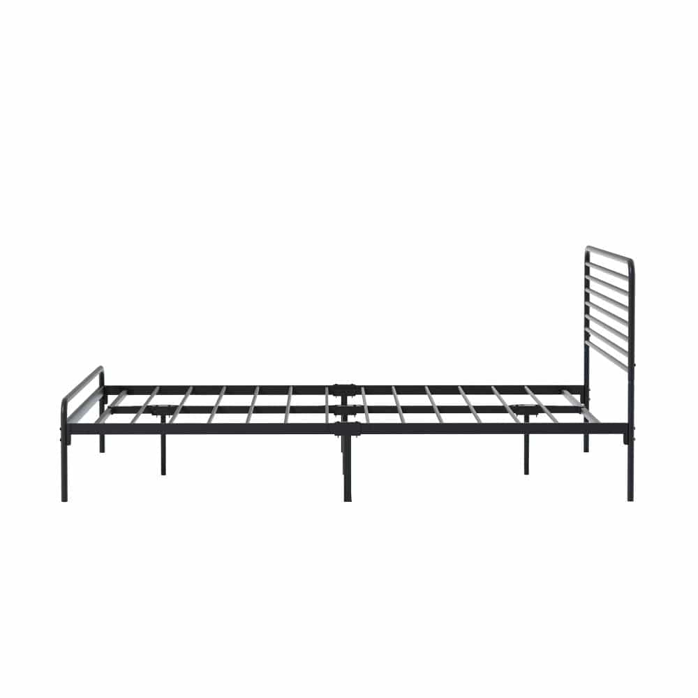 Oikiture Bedframe PORTO Metal Bed Frame Railing-Style - BLACK