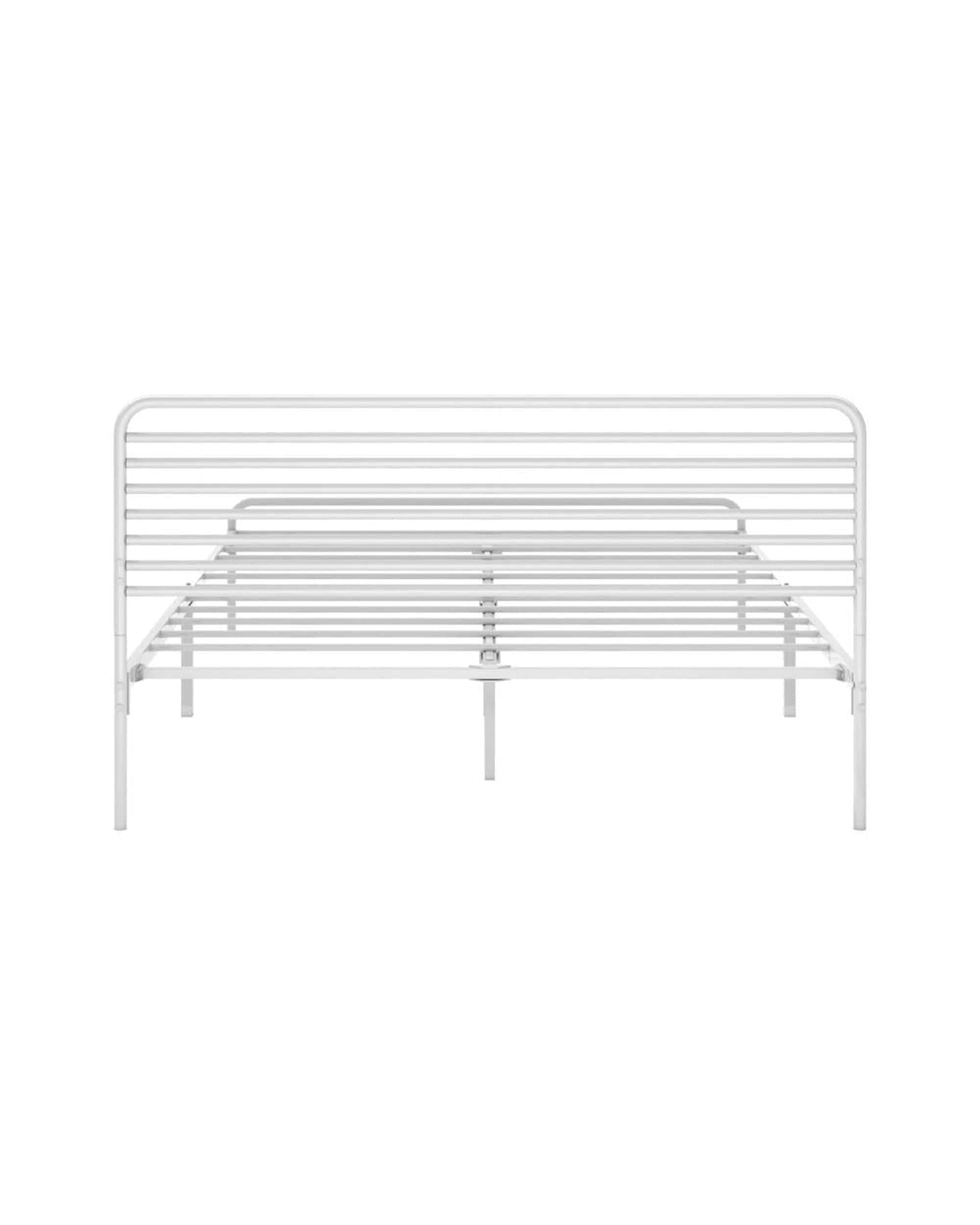 Oikiture Bedframe PORTO Metal Bed Frame Railing-Style - WHITE