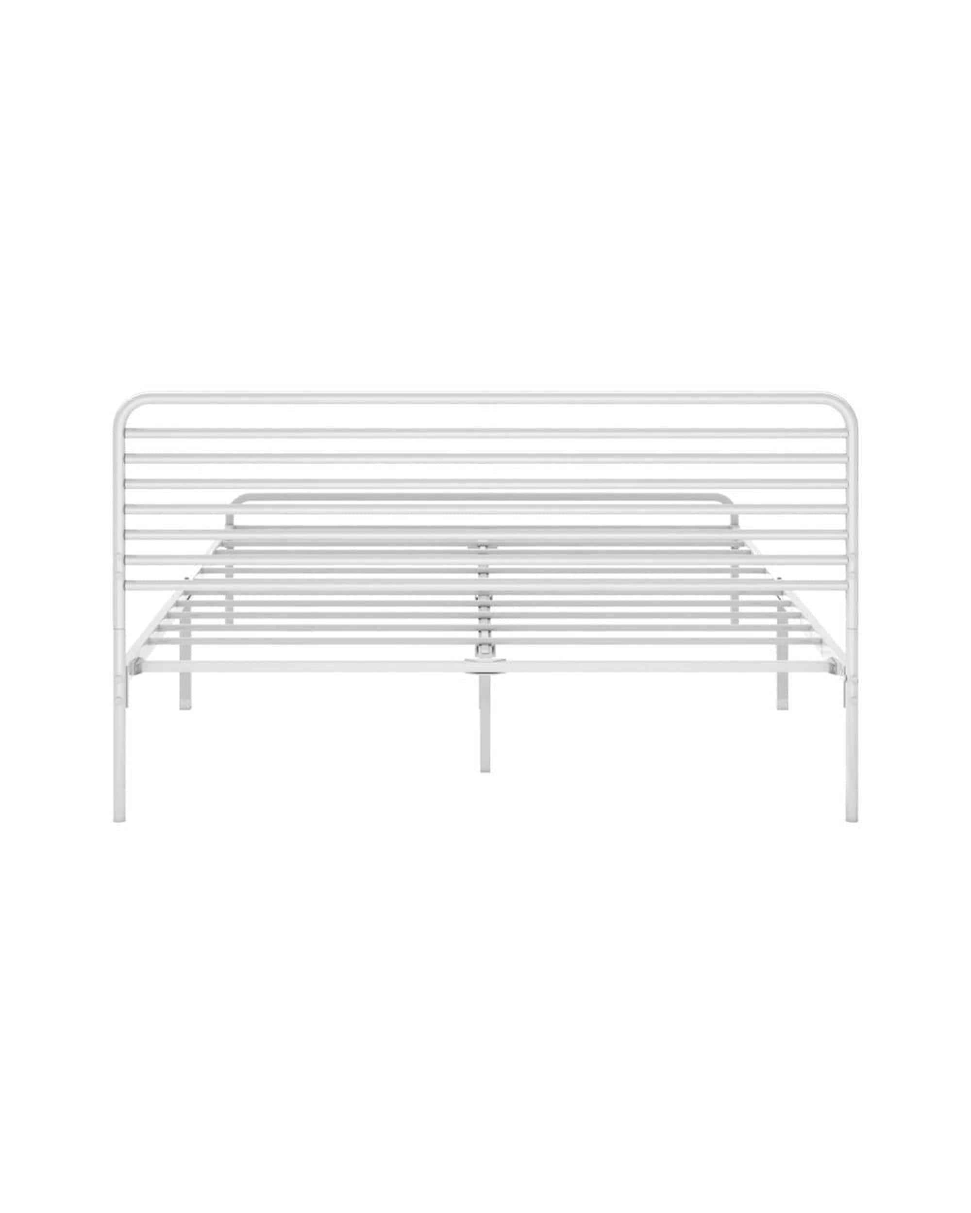 Oikiture Bedframe PORTO Metal Bed Frame Railing-Style - WHITE