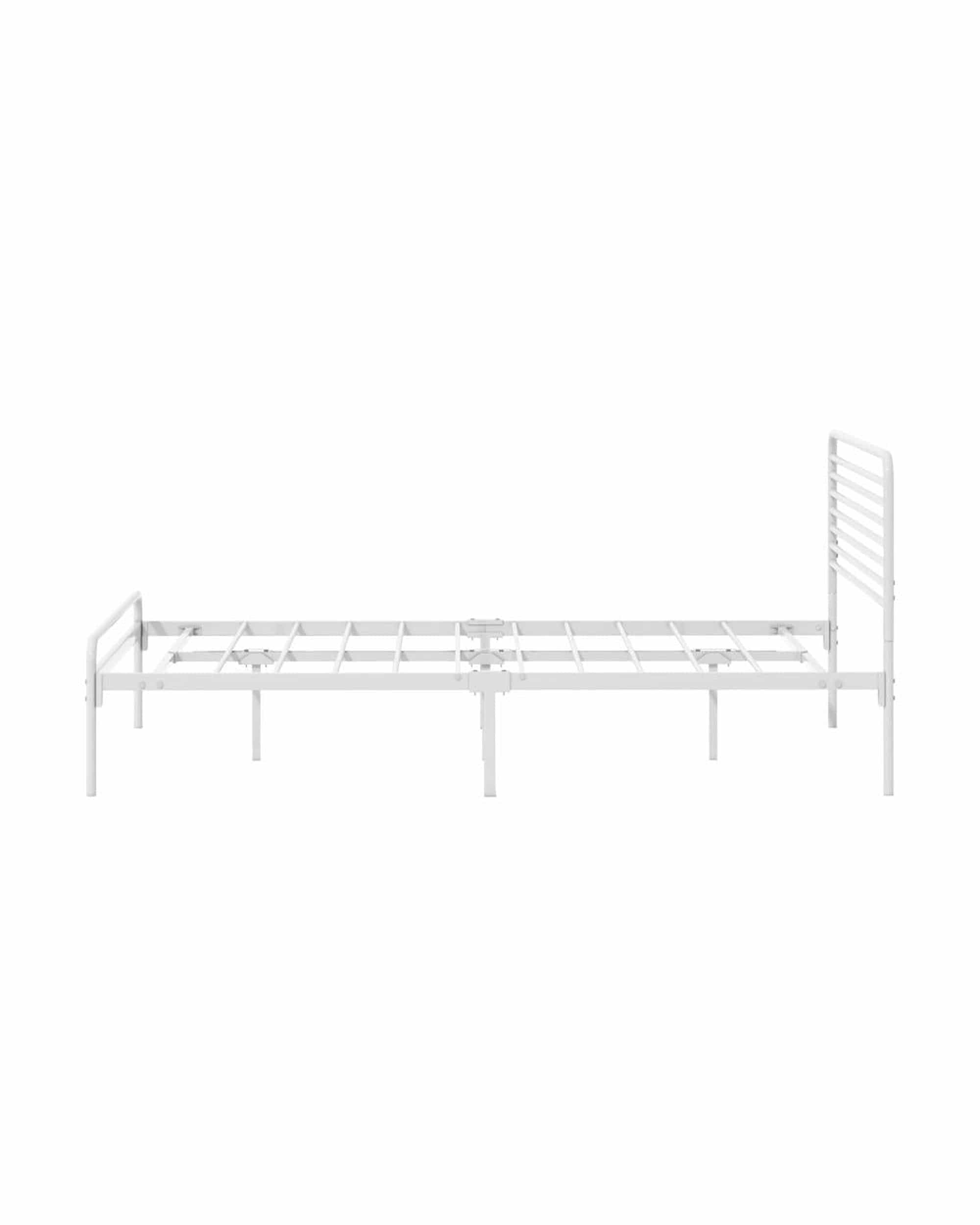 Oikiture Bedframe PORTO Metal Bed Frame Railing-Style - WHITE