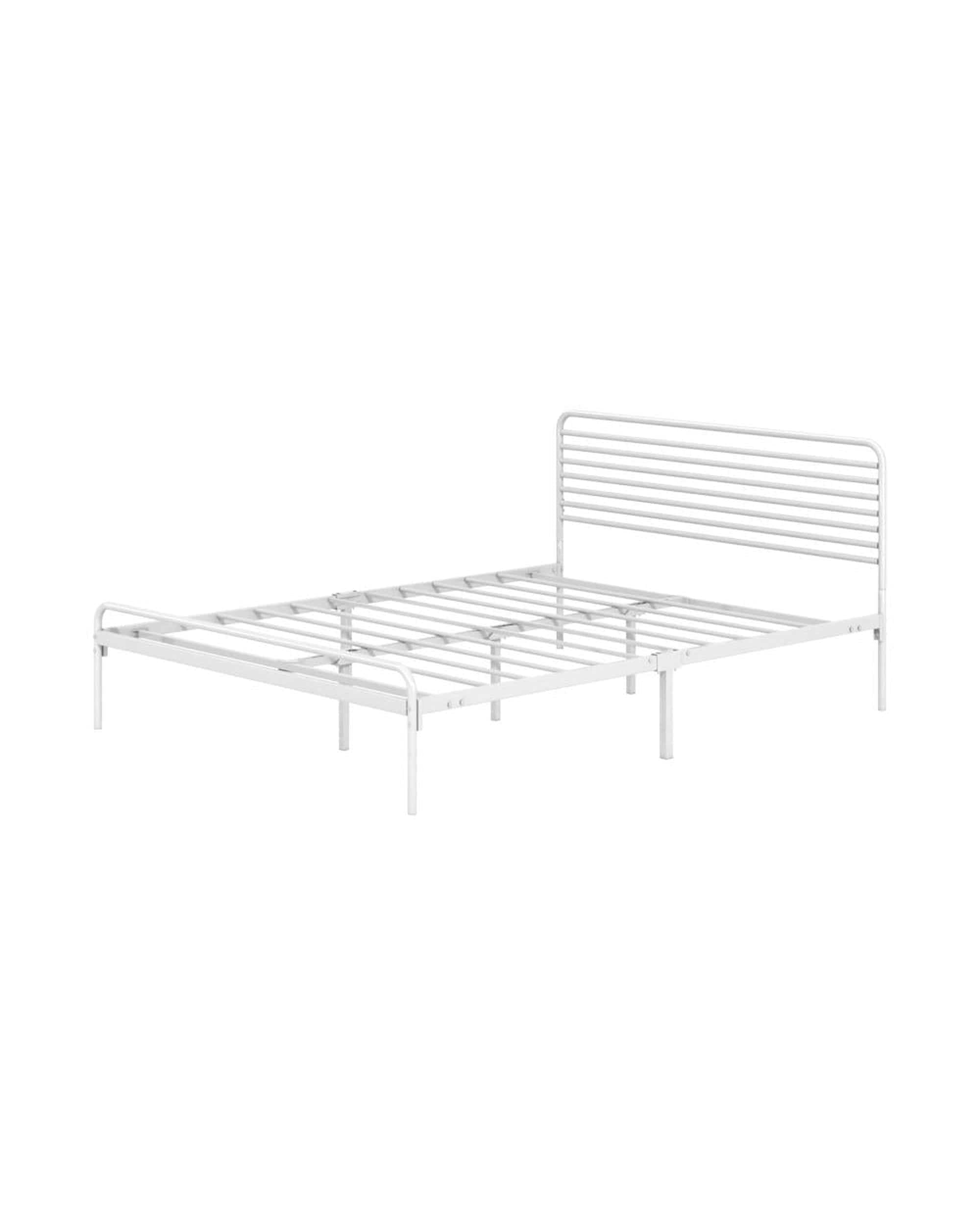 Oikiture Bedframe PORTO Metal Bed Frame Railing-Style - WHITE