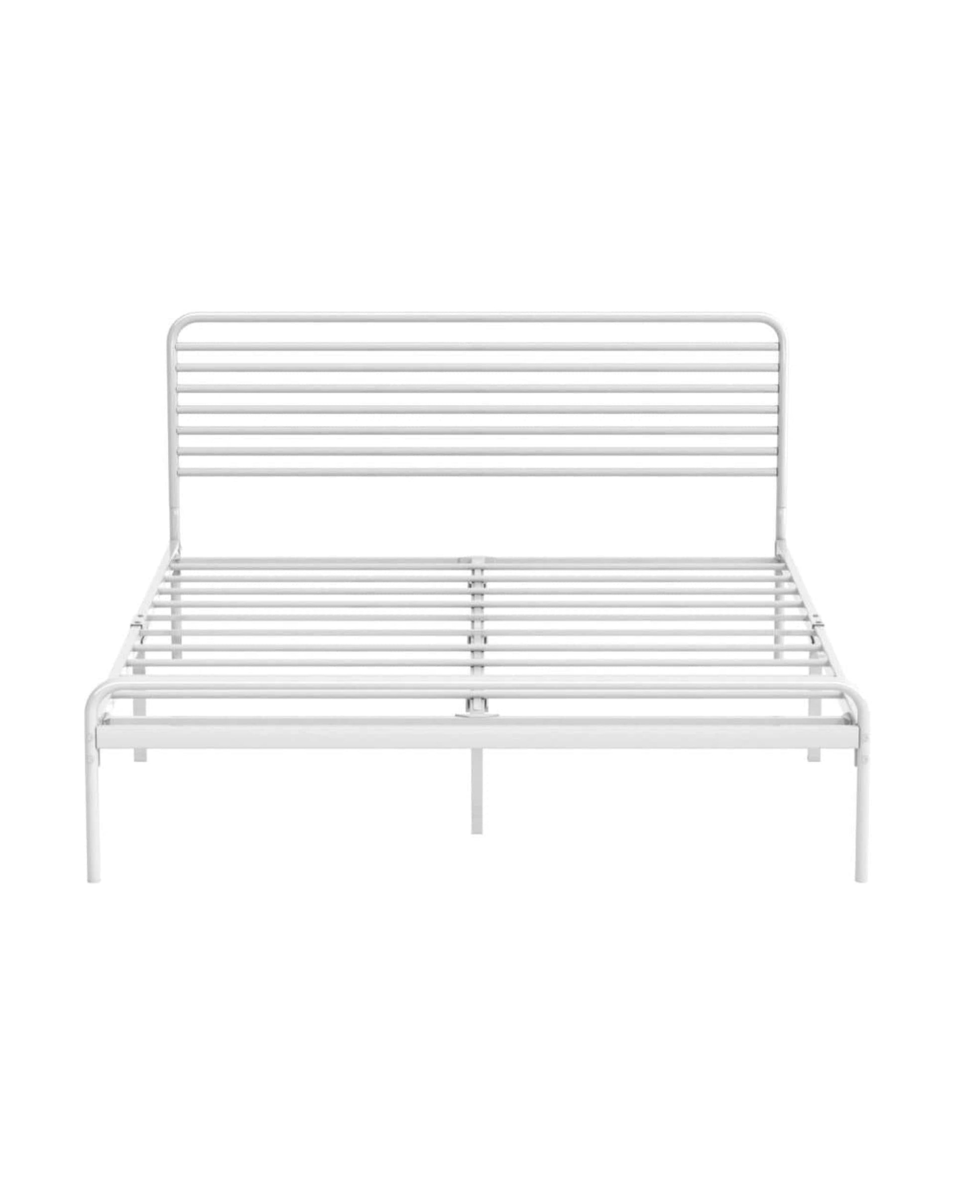 Oikiture Bedframe PORTO Metal Bed Frame Railing-Style - WHITE