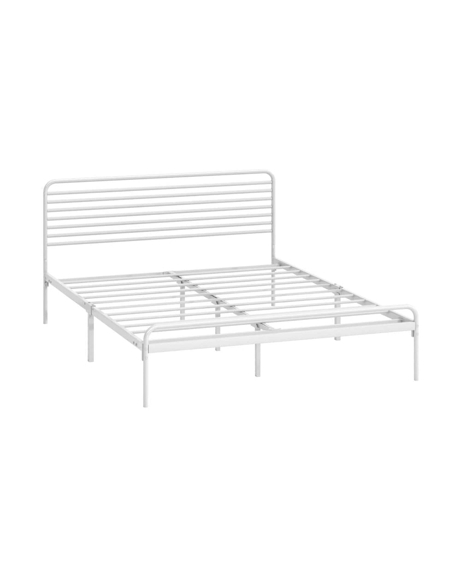 Oikiture Bedframe PORTO Metal Bed Frame Railing-Style - WHITE