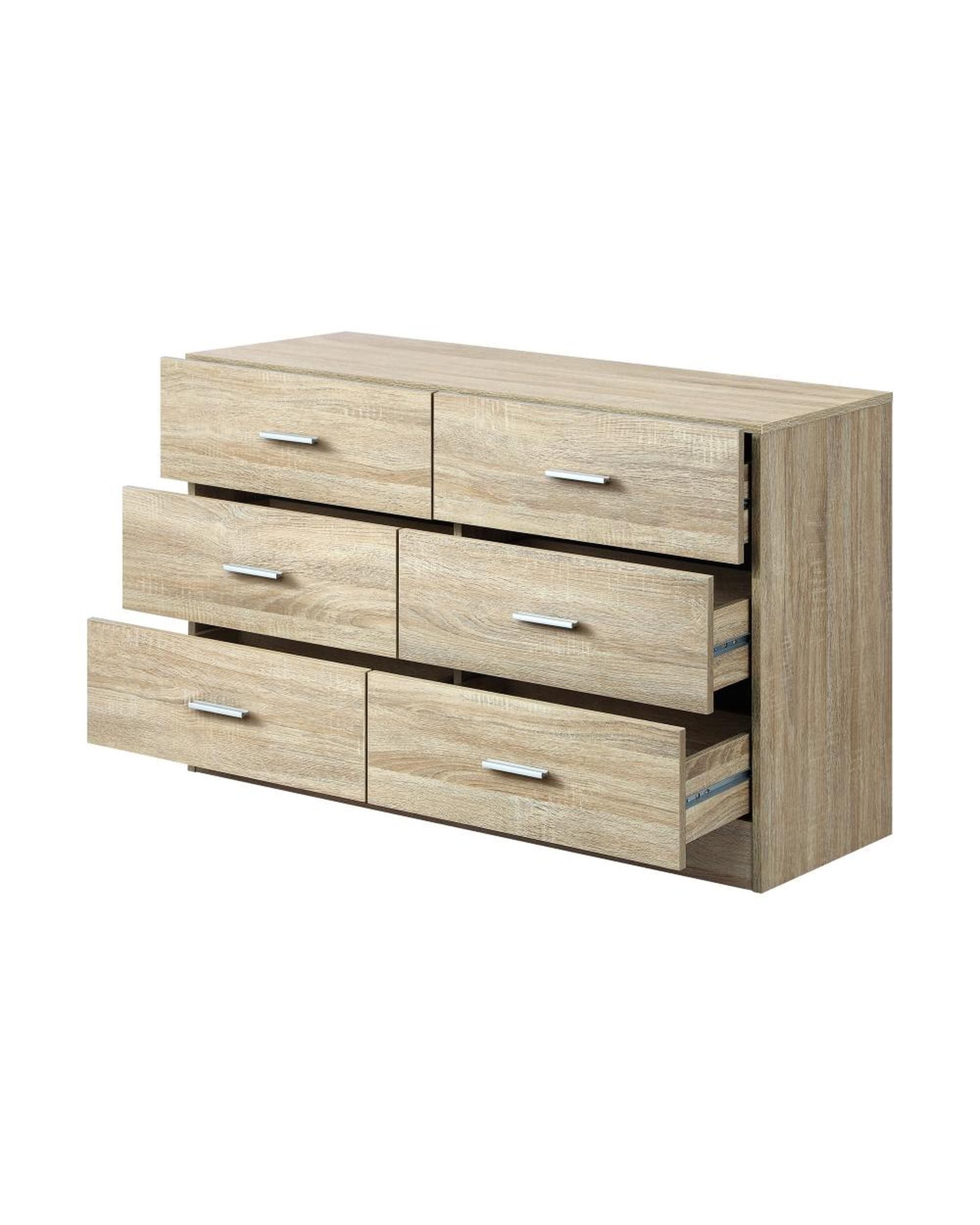 Oikiture Chest of Drawers PRIS 6 Chest of Drawers Tallboy Dresser Table Lowboy Storage Cabinet Wood