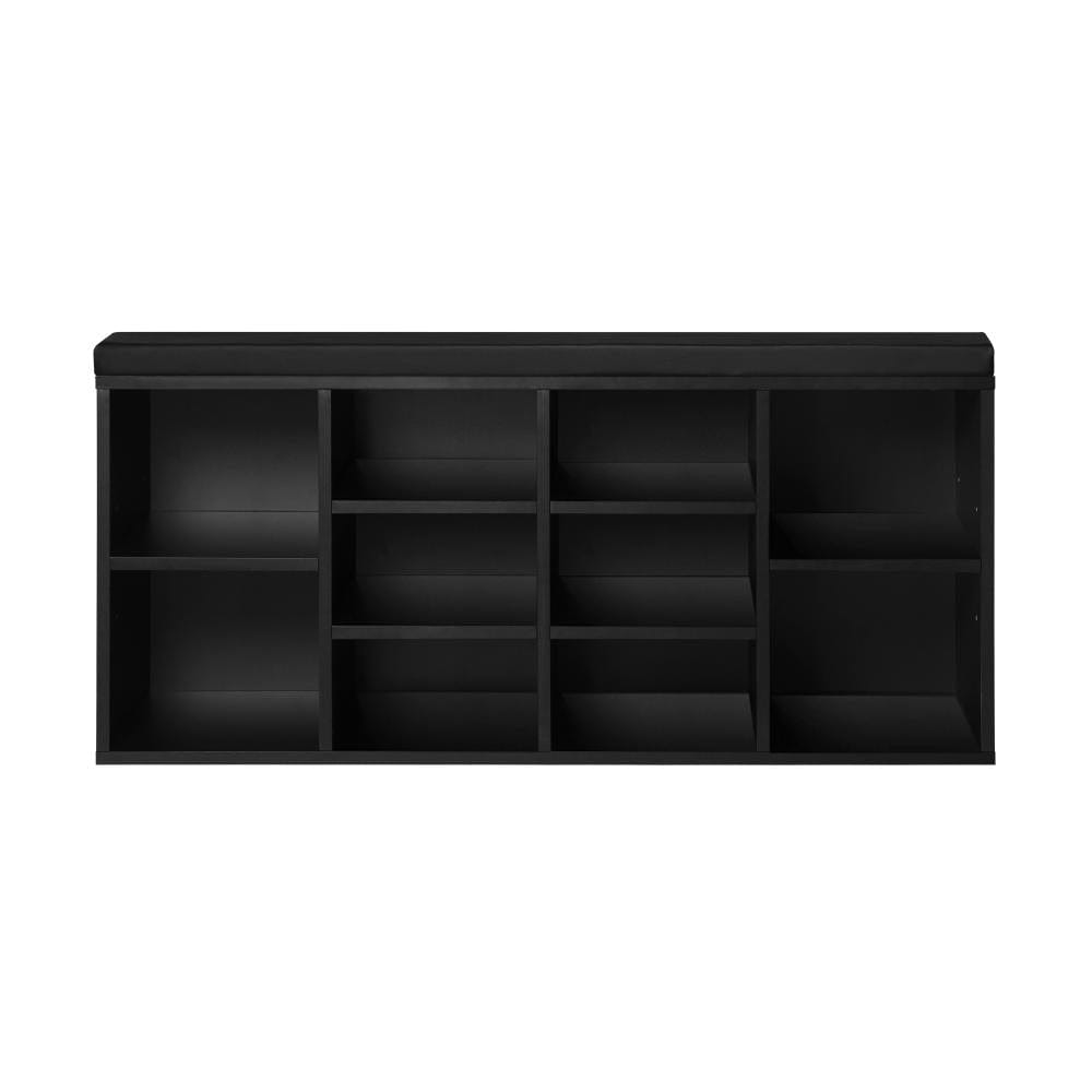 Oikiture Shoe Rack Ralph Shoe Bench 105cm Shoe Storage Cabinet Orgaiser Rack Storage Shelf Black