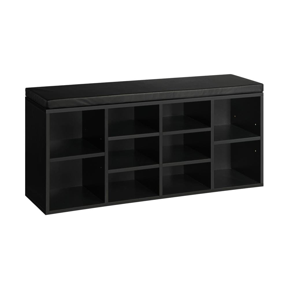 Oikiture Shoe Rack Ralph Shoe Bench 105cm Shoe Storage Cabinet Orgaiser Rack Storage Shelf Black