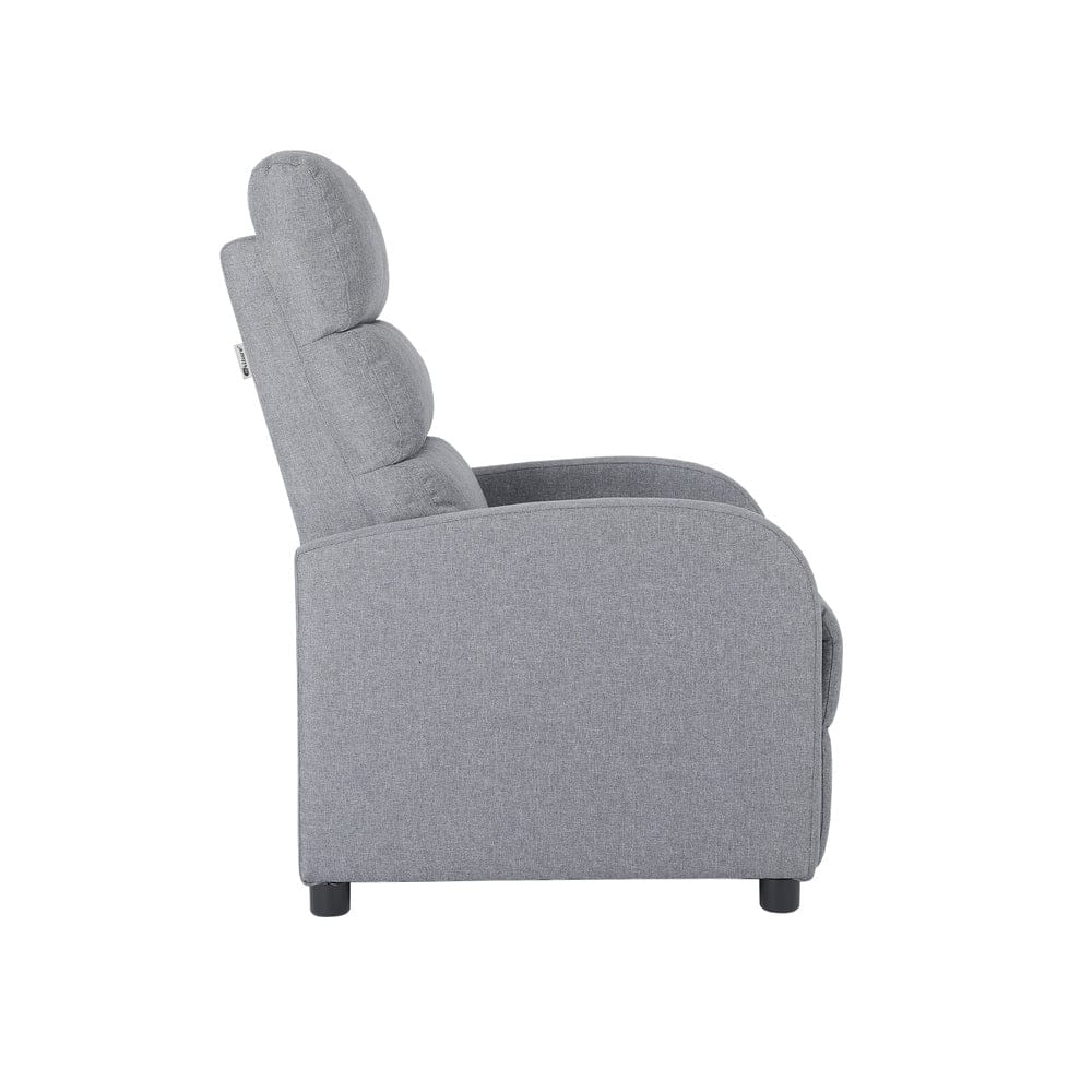 Oikiture Accent Chair Recliner Chair Armchair Adjustable Sofa Lounge Polyester Grey